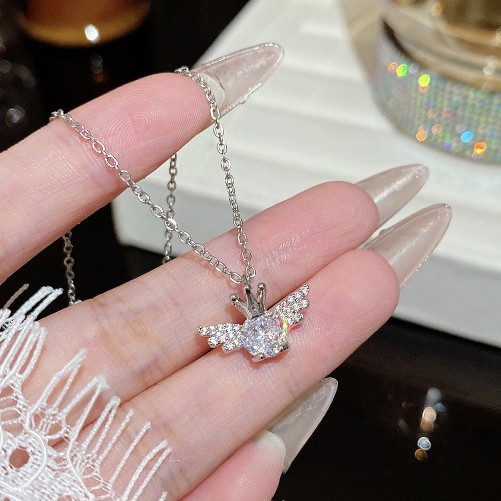 Titanium Steel Zircon Necklace with Geometric Pendant