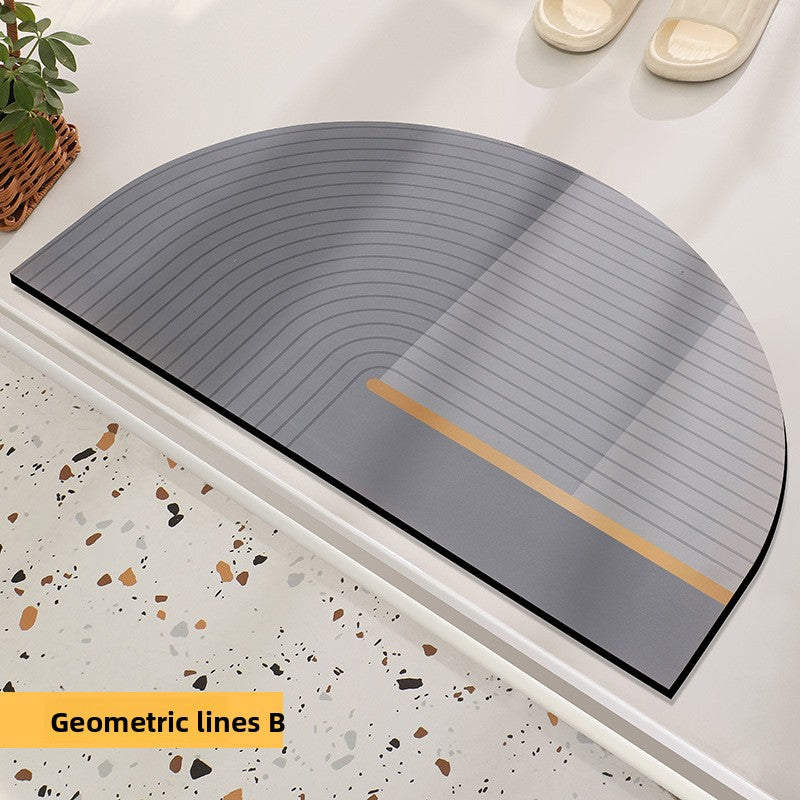Semi-Circular Diatomite Absorbent Bathroom Floor Mat