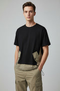 Retro Color Block Short Sleeve T-Shirt - Black & White, Sizes M-4XL
