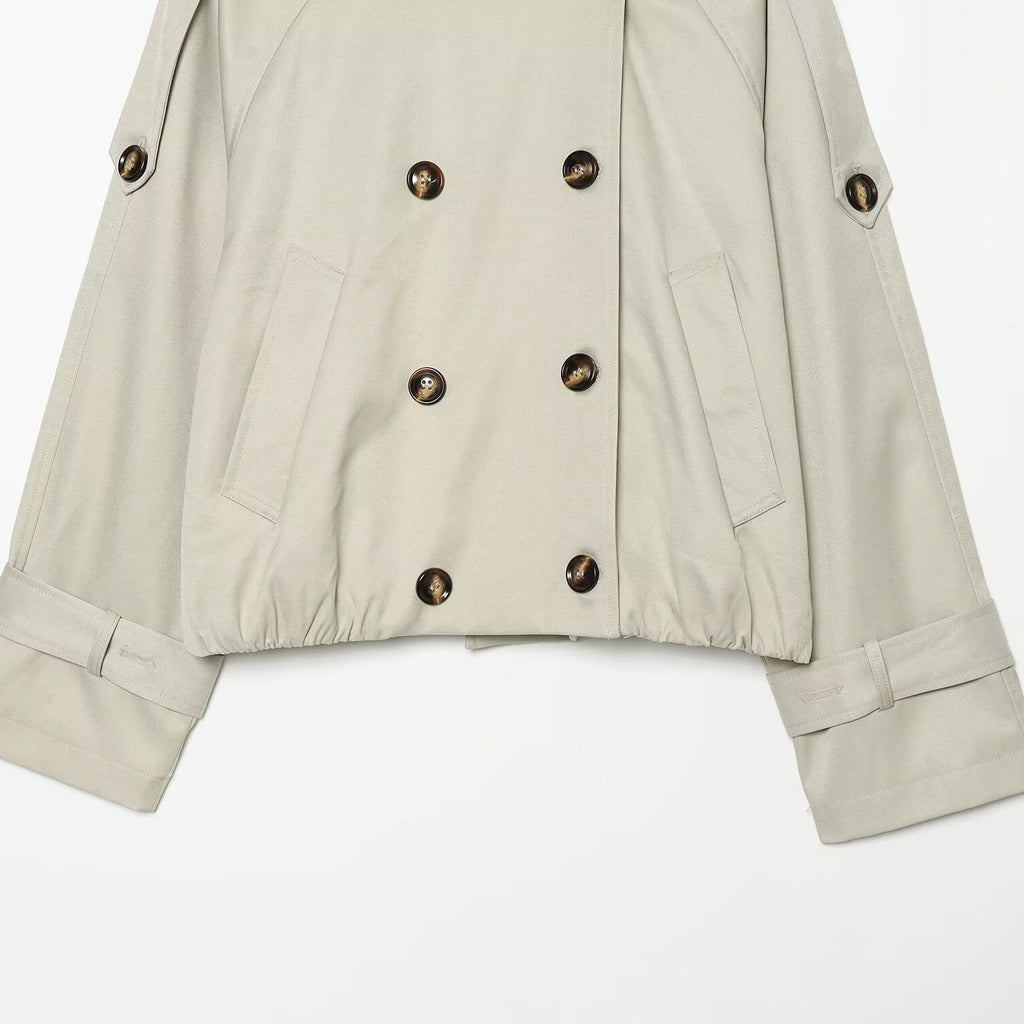 Double-breasted high-neck short coat