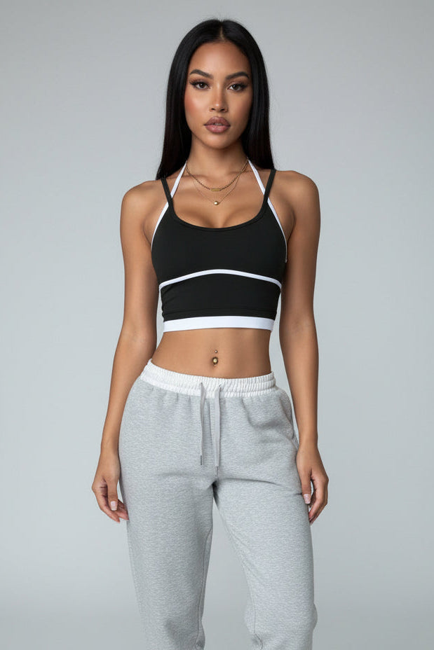 Colorblock Back-Cutout Fitted Top