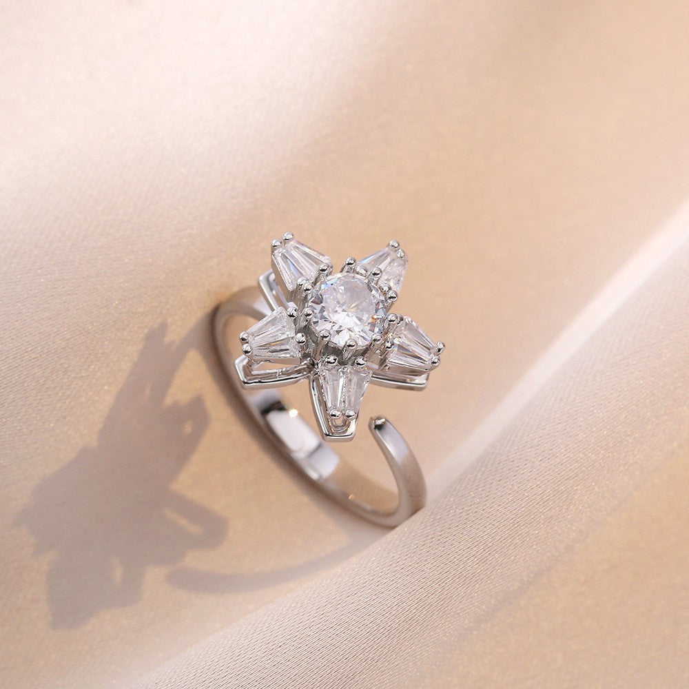 Adjustable Spinning Zircon Copper Ring
