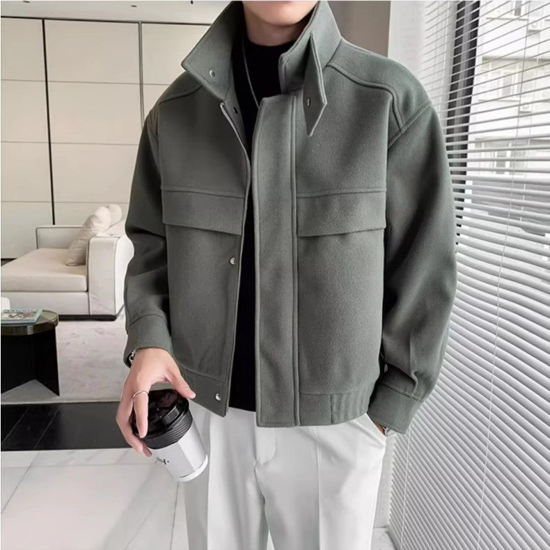 Mens Short Wool Blend Coat
