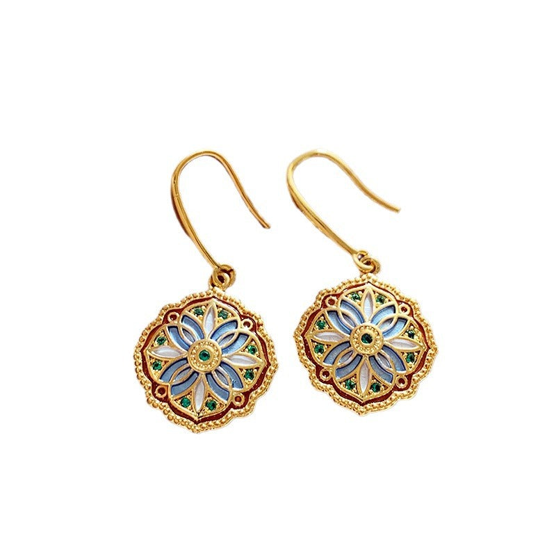 Vintage Enamel Geometric Earrings