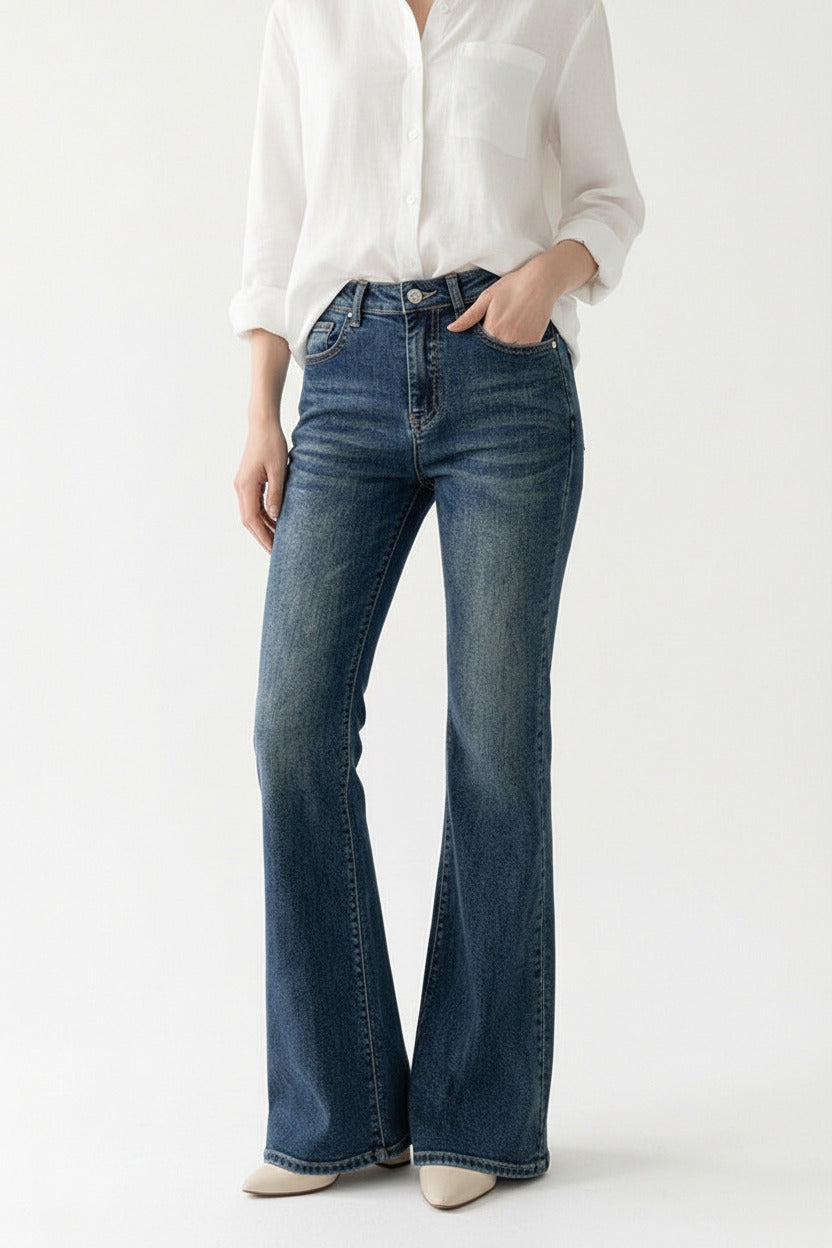 Womens Flared Denim Trousers