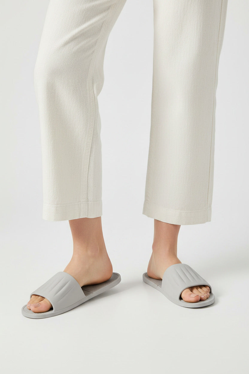 Teem Light Gray Flip Flops - Portable, Non-Slip, Lightweight Slippers