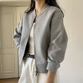 Zipper Stand Collar Baseball Jacket for Women