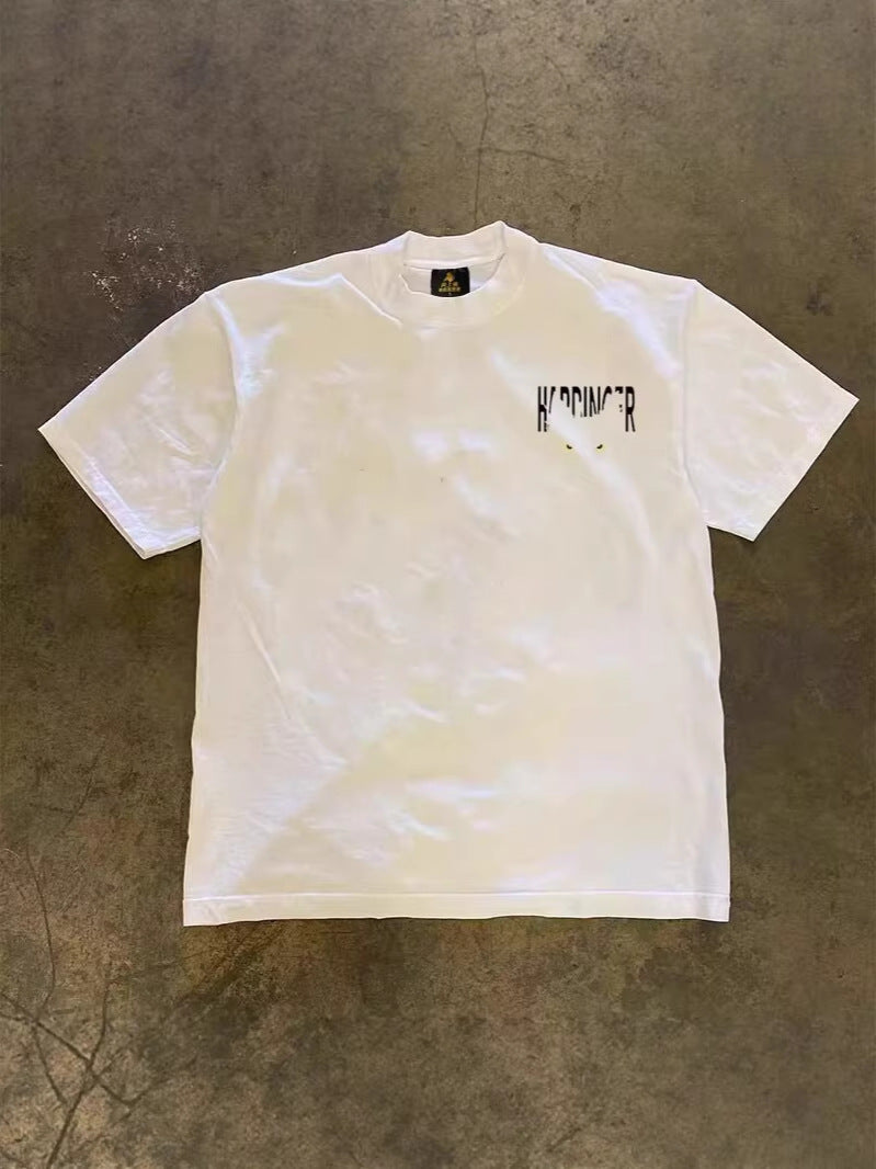 Loose Fit Cotton Graphic T-Shirt with Y2K Cat-Eye Print