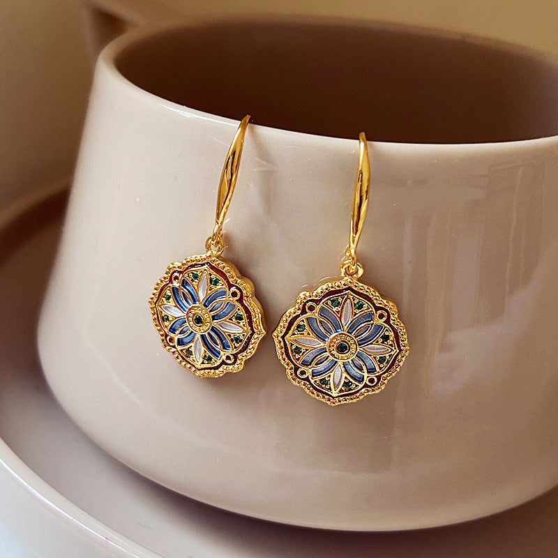 Vintage Enamel Geometric Earrings