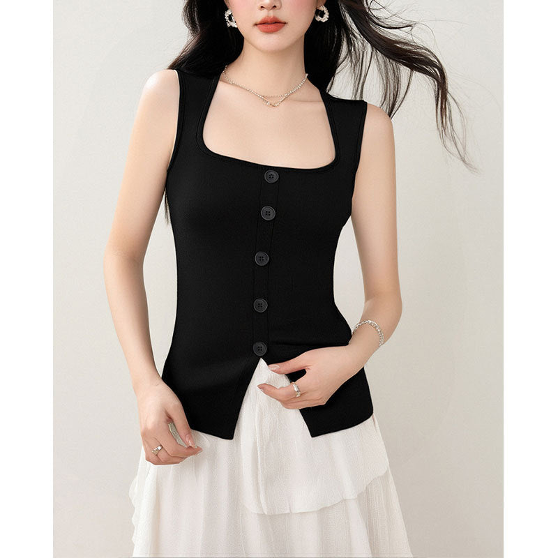 Sleeveless Square Neck Knit Camisole Top