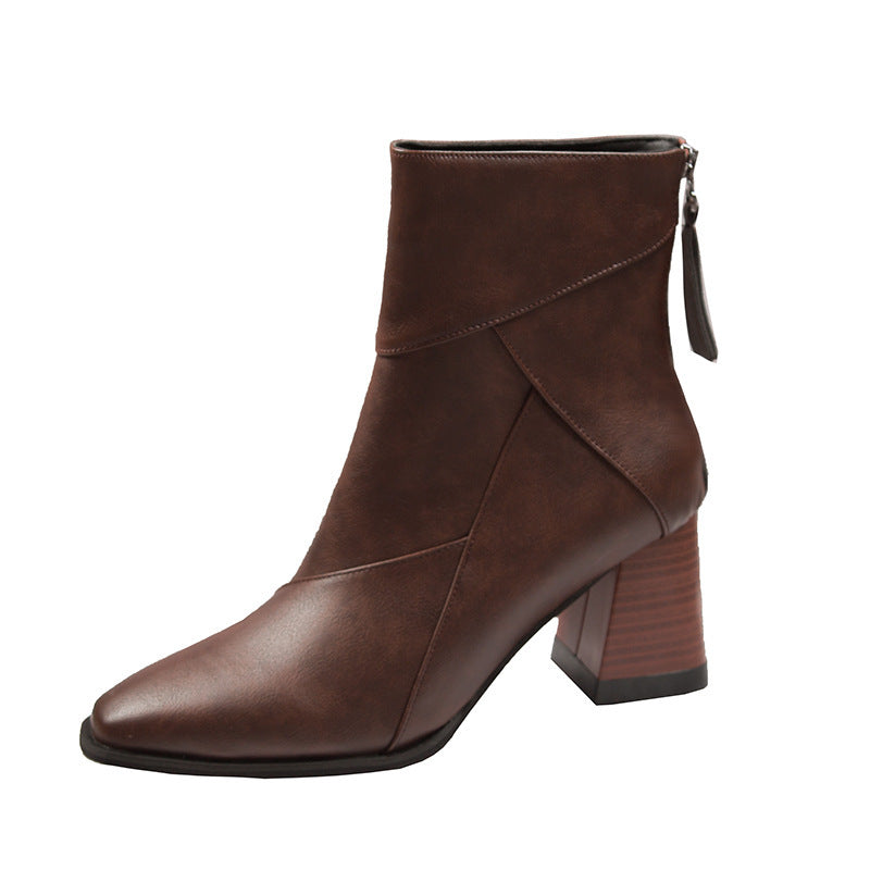 Women Square Toe Chunky Heel Fashion Boots