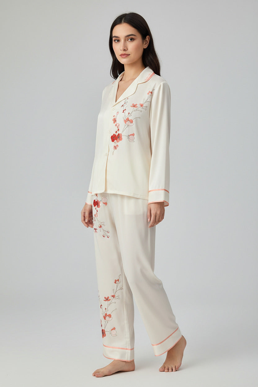 Women's Ice Silk Lace Pajama Set