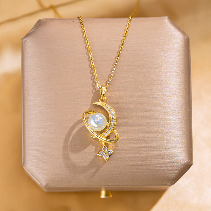 Opal Planet Pendant Necklace