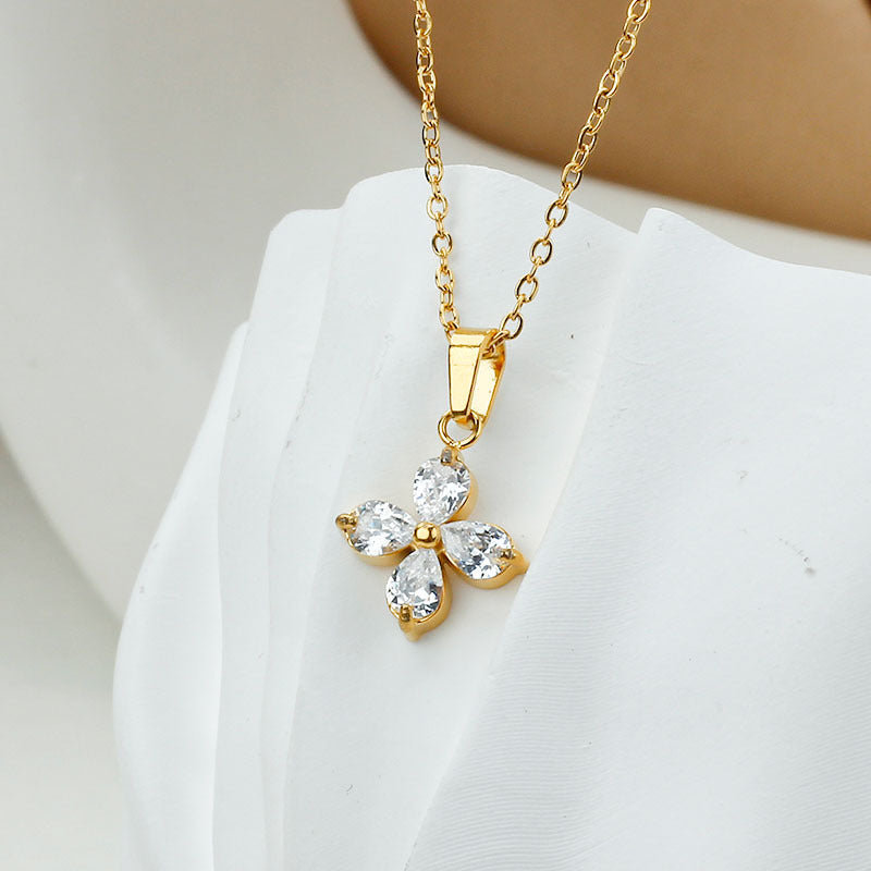 Butterfly Zircon Necklace Gold Plated Jewelry