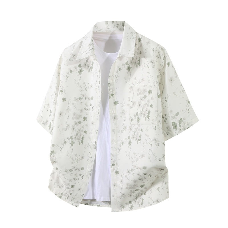Men's Floral Print Casual Shirt - Lightweight Polyester, Multiple Colors