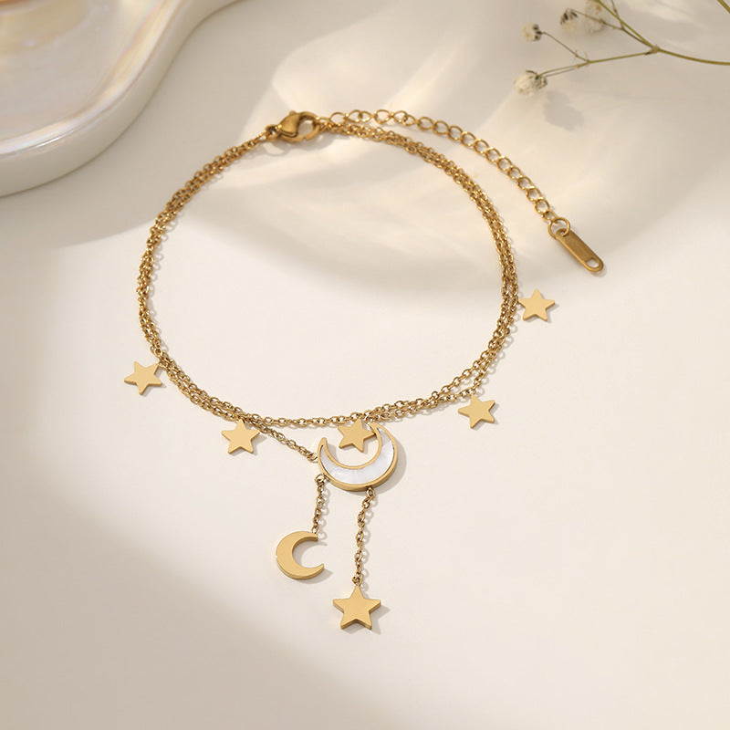Fashion Titanium Steel Ankle Chain with Tassel