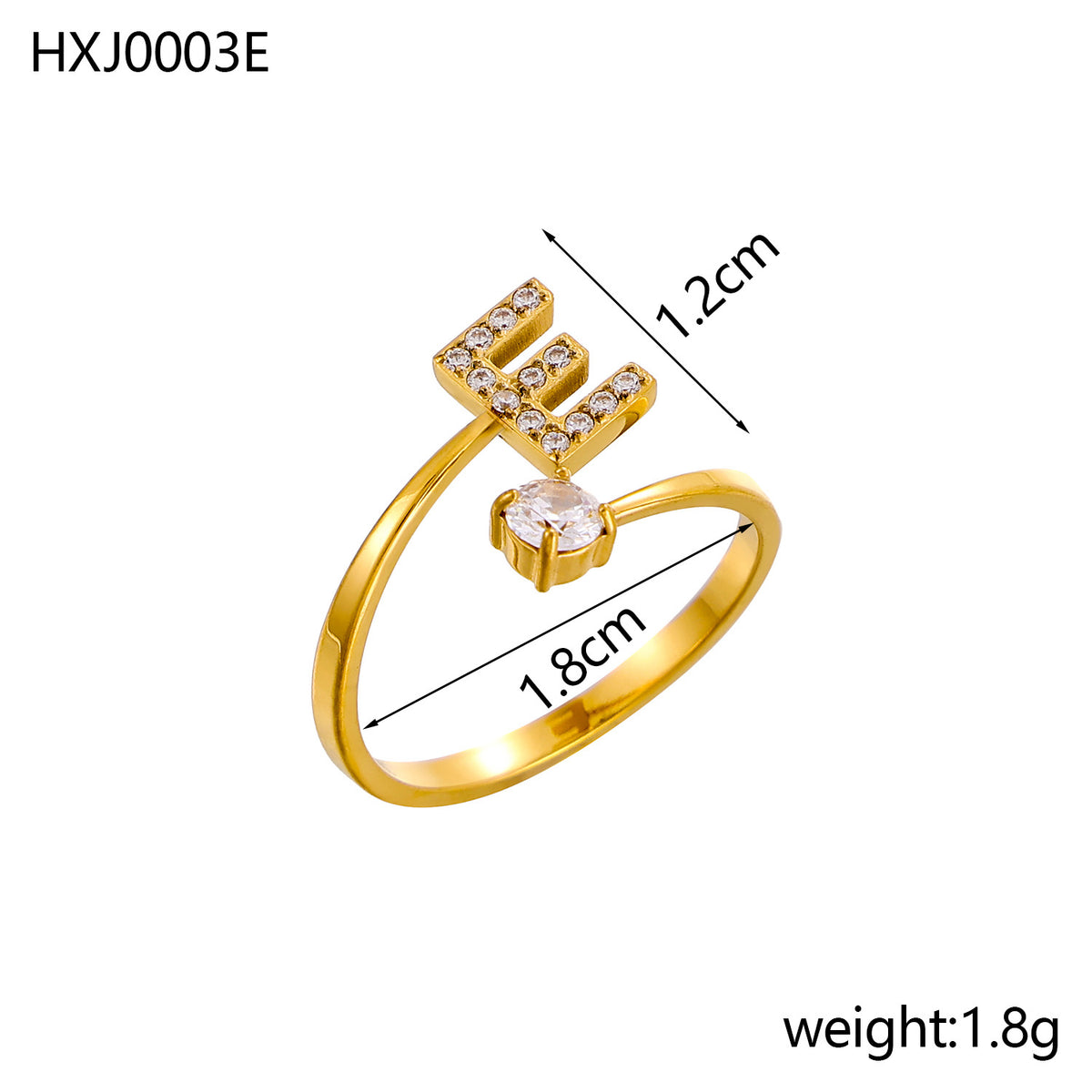 Letter Open Ring with Diamond Accents