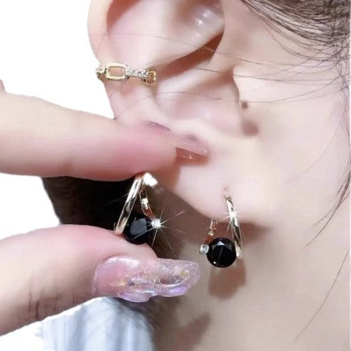 Geometric Zircon Inlay Earrings