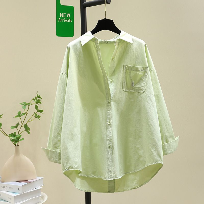 Womens Long Sleeve Casual Shirt Loose Fit Polyester Top