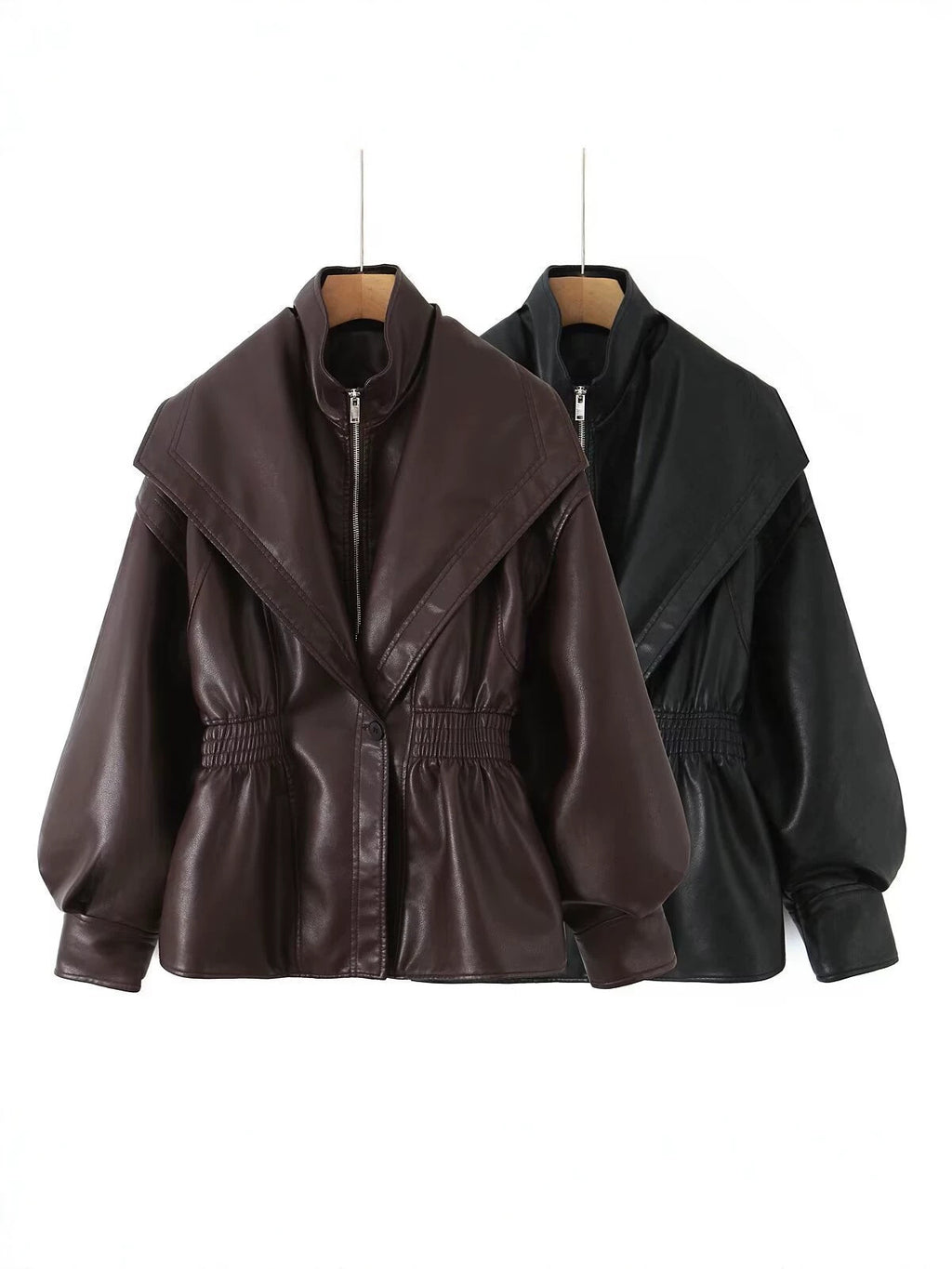 Fashion Turn-Down Collar Leather Jacket