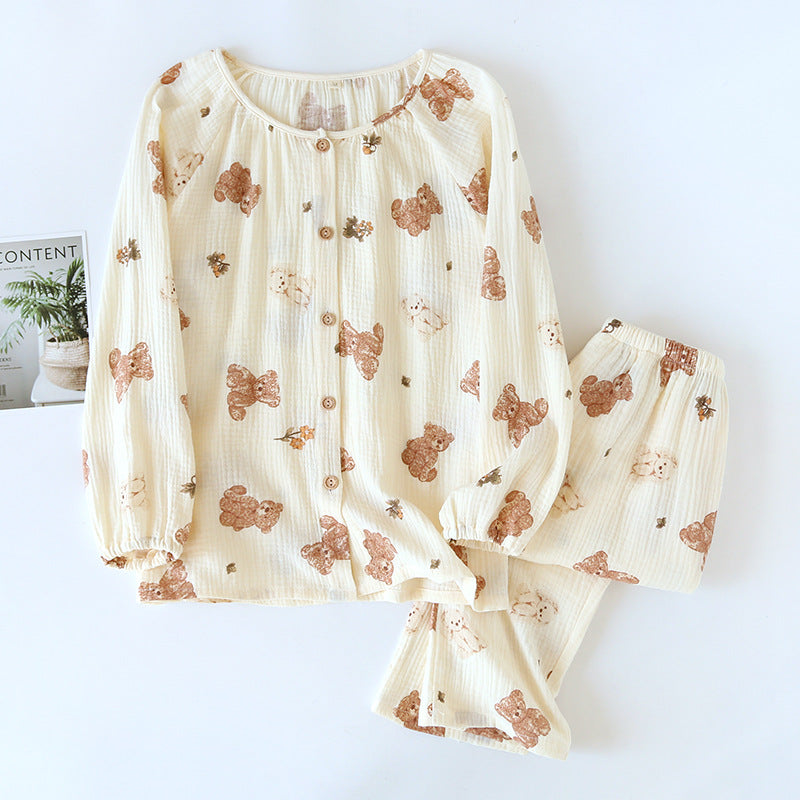 Cotton Pajama Set for Women with Long Sleeve and Pants