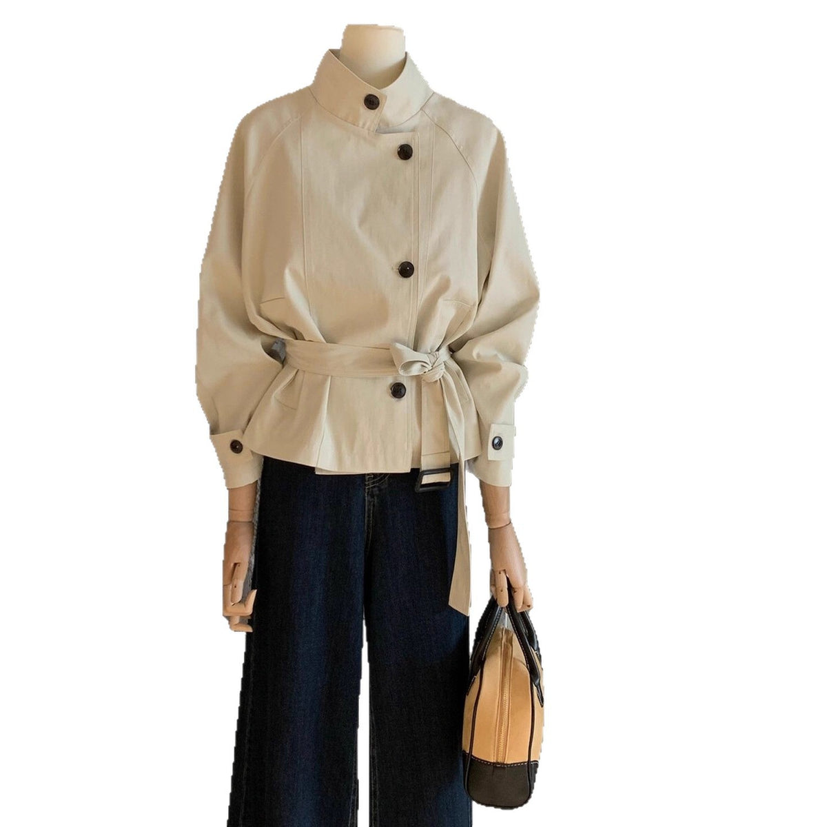 Lady's belt style versatile trench coat