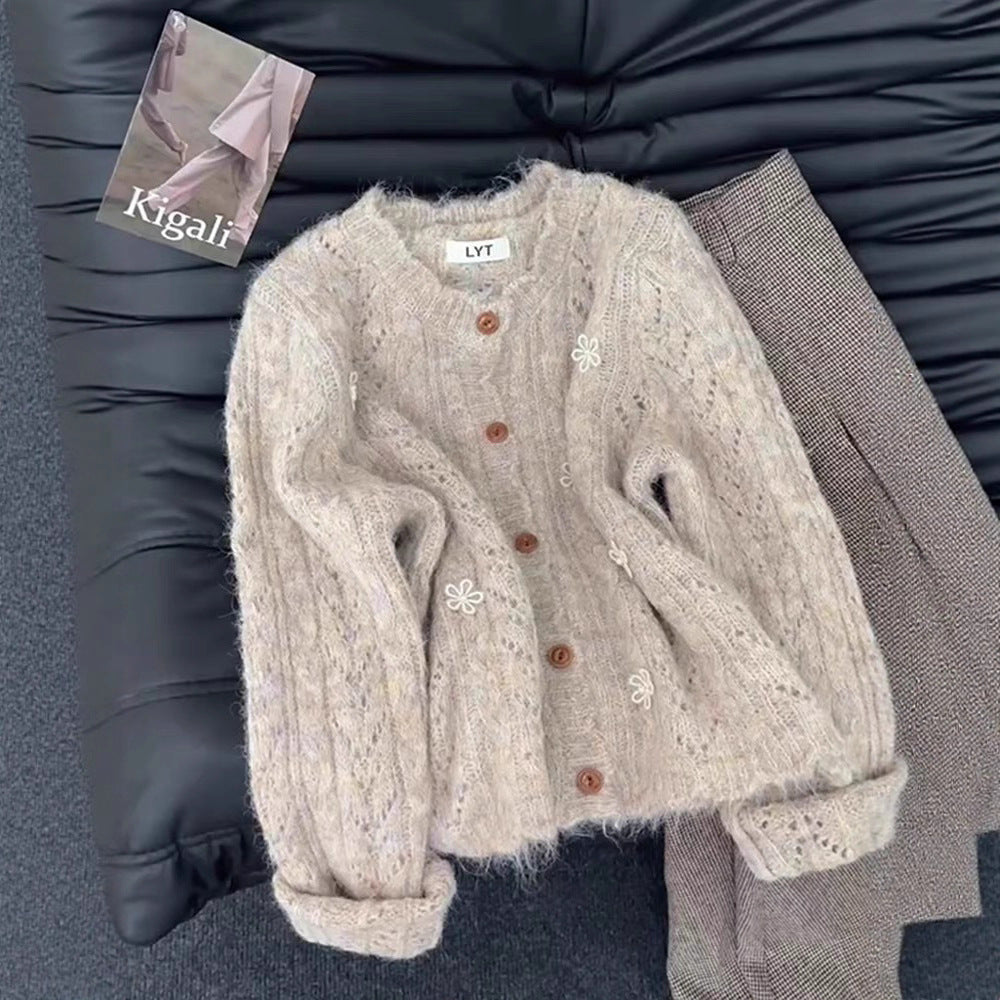 Womens Lace Detail Knitted Cardigan