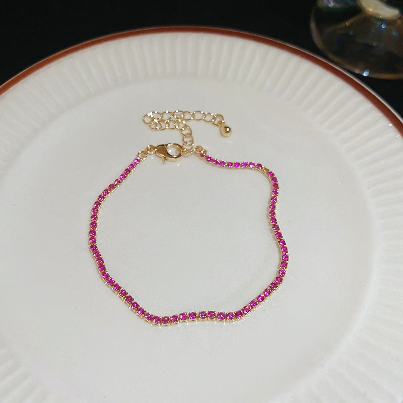 French Style Pink Zircon Flower Bracelet