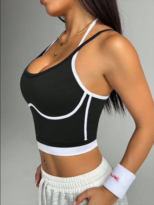 Colorblock Back-Cutout Fitted Top