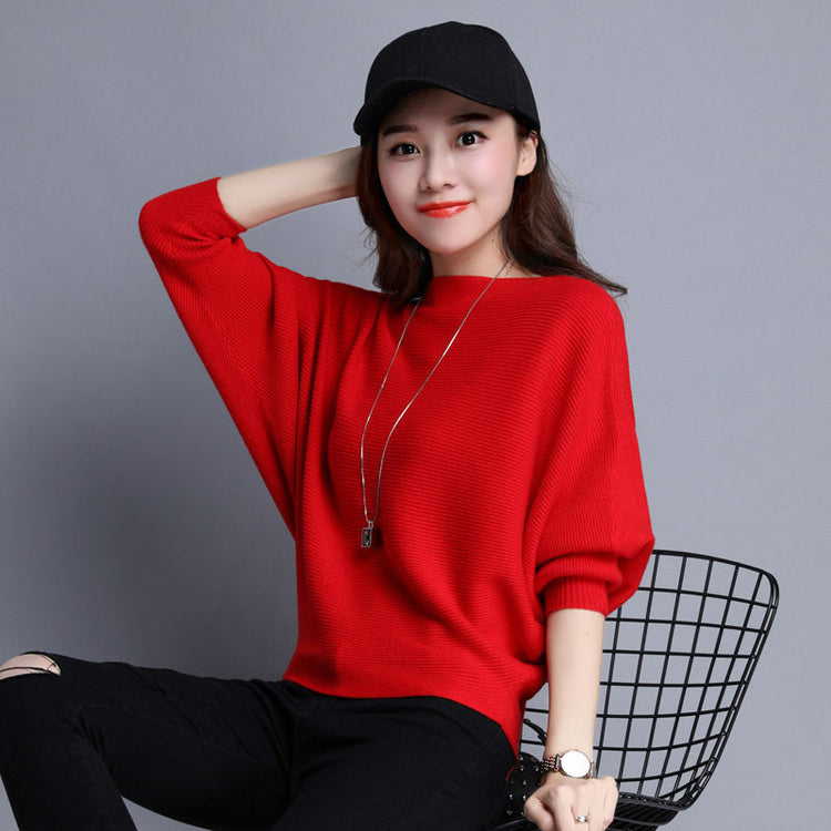 Solid Color Pullover Short Long Sleeve Knit Base Shirt