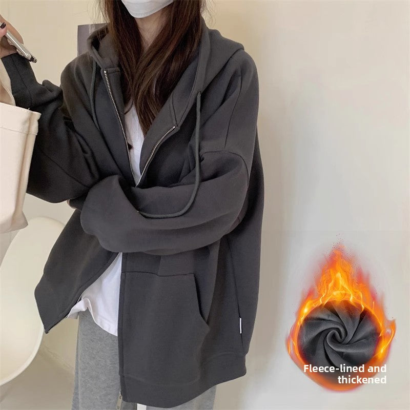 Womens Loose Fit Hooded Jacket