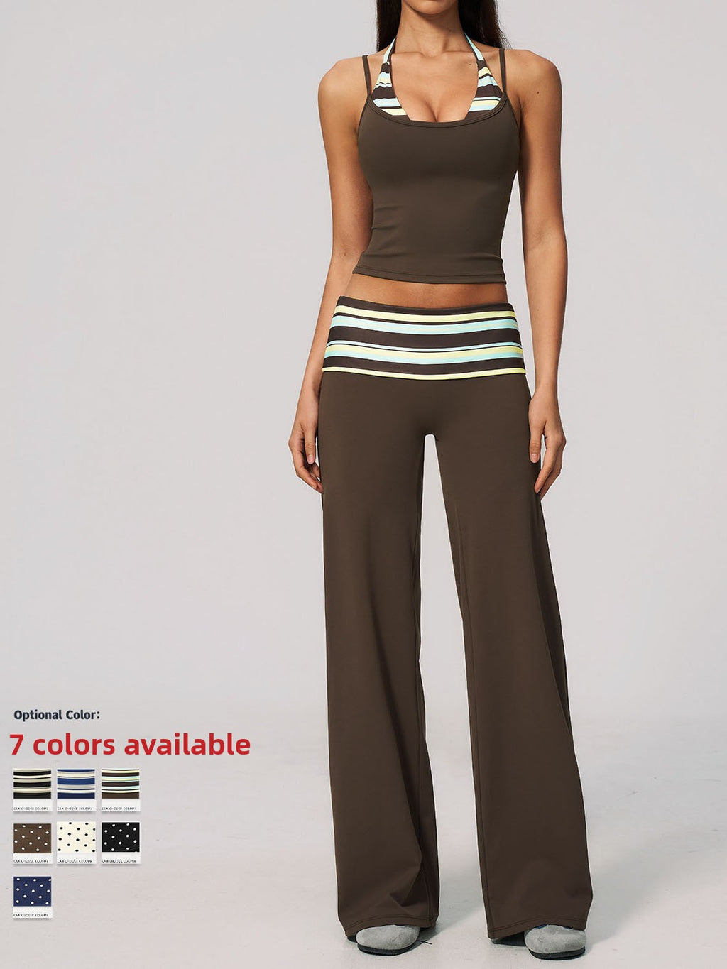 Womens Faux Two-Piece Yoga Tank Top and Pilates Pants Set