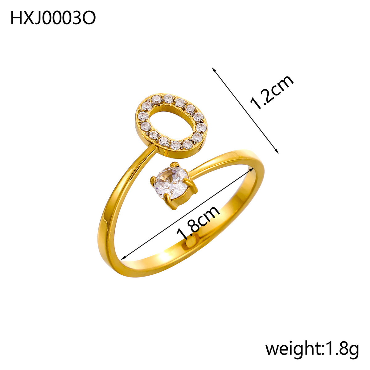 Letter Open Ring with Diamond Accents