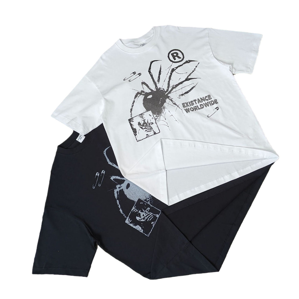Mens Oversize Printed Cotton T-Shirt in White or Black