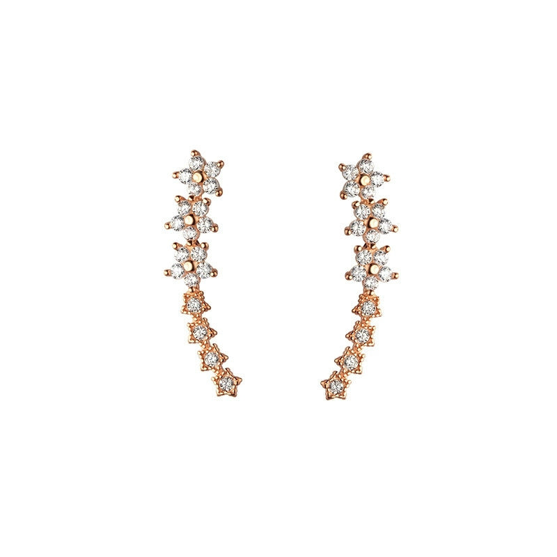 Geometric Baby Breath Diamond Stud Earrings
