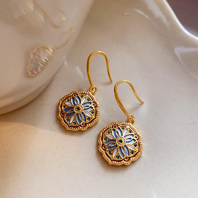 Vintage Enamel Geometric Earrings