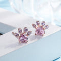 Cat Paw Heart-Shaped Necklace, Stud Earrings, Bracelet, and Ring