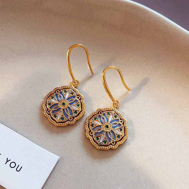 Vintage Enamel Geometric Earrings
