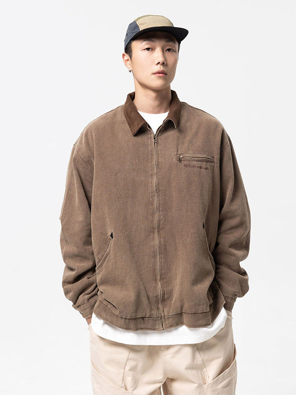 Vintage Washed Lapel Casual Jacket for Men