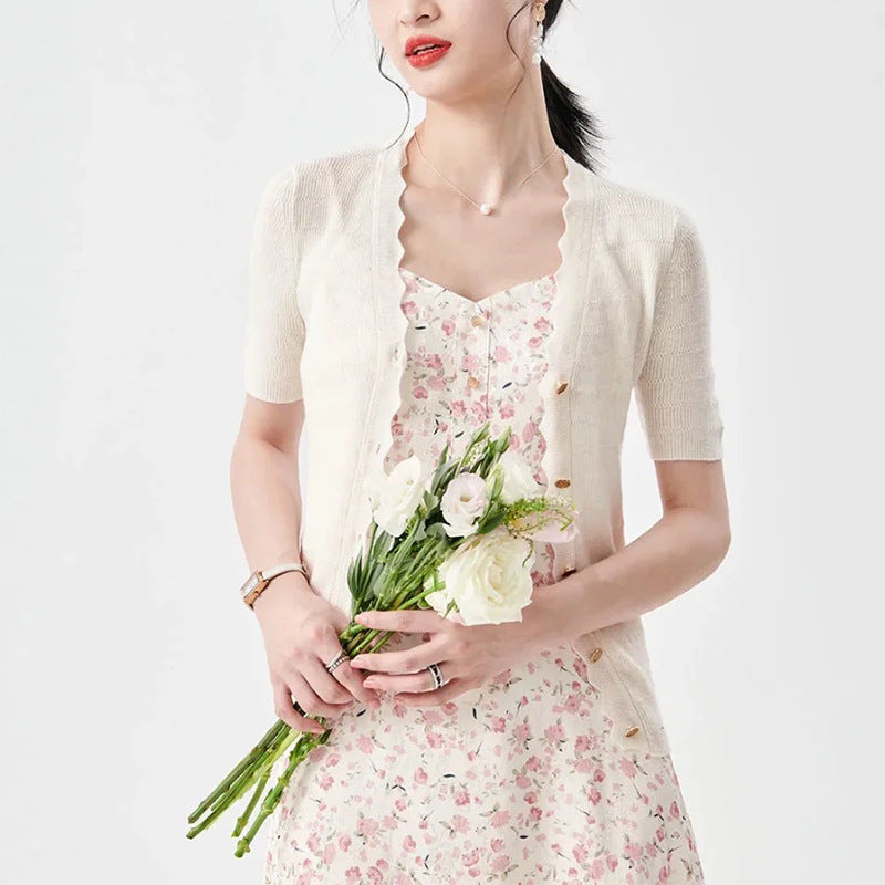 Women's Wool Blend V-Neck Short Cardigan Sweater