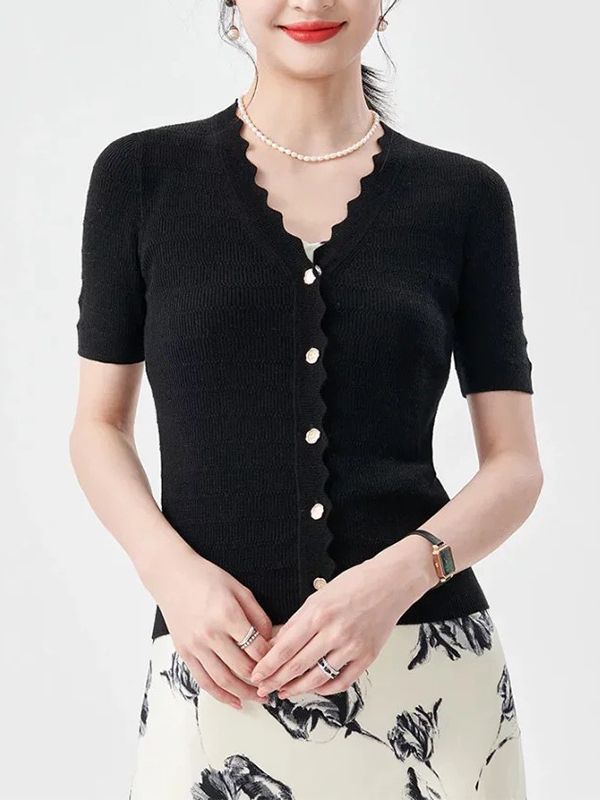 Women's Wool Blend V-Neck Short Cardigan Sweater