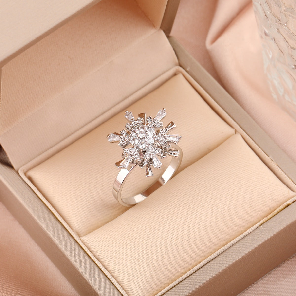 Adjustable Spinning Zircon Copper Ring