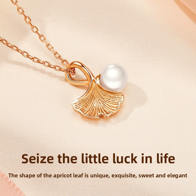 Elegant Ginkgo Leaf Pearl Necklace