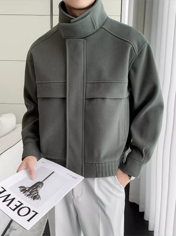 Mens Short Wool Blend Coat