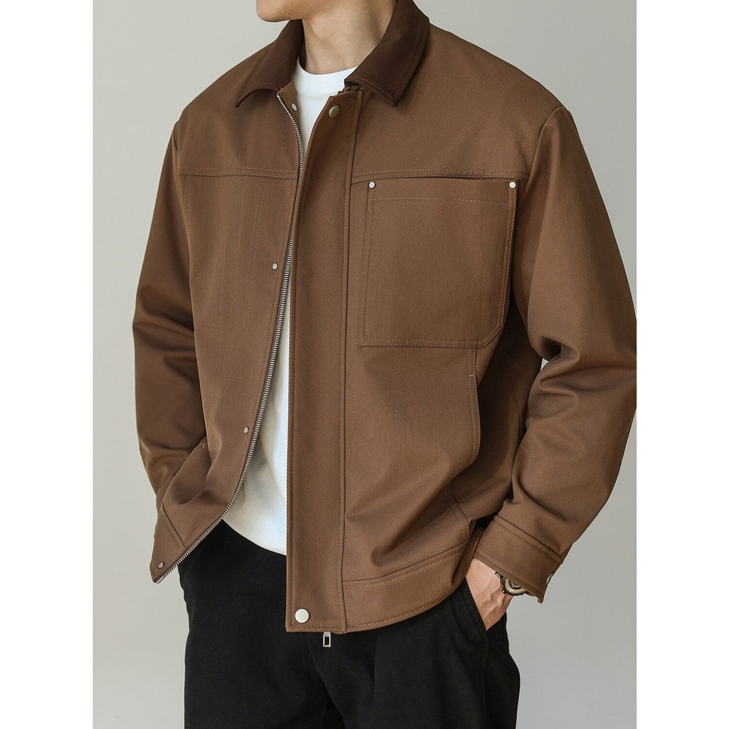 Retro Color Block Lapel Jacket