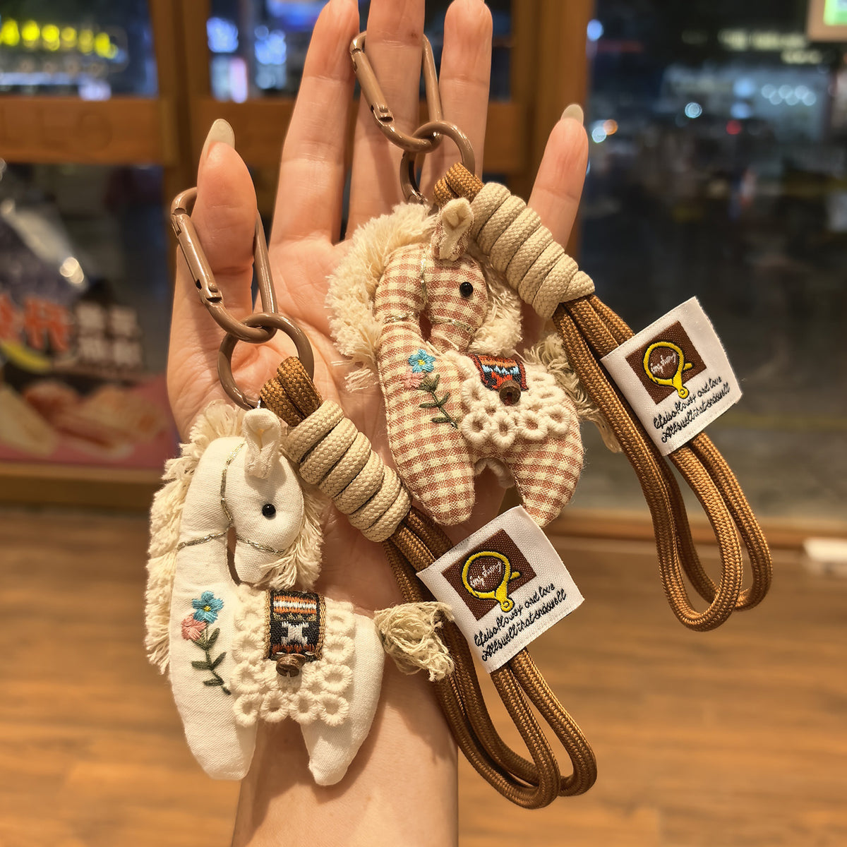 Handmade Cotton Linen Pony Bag Charm Accessory