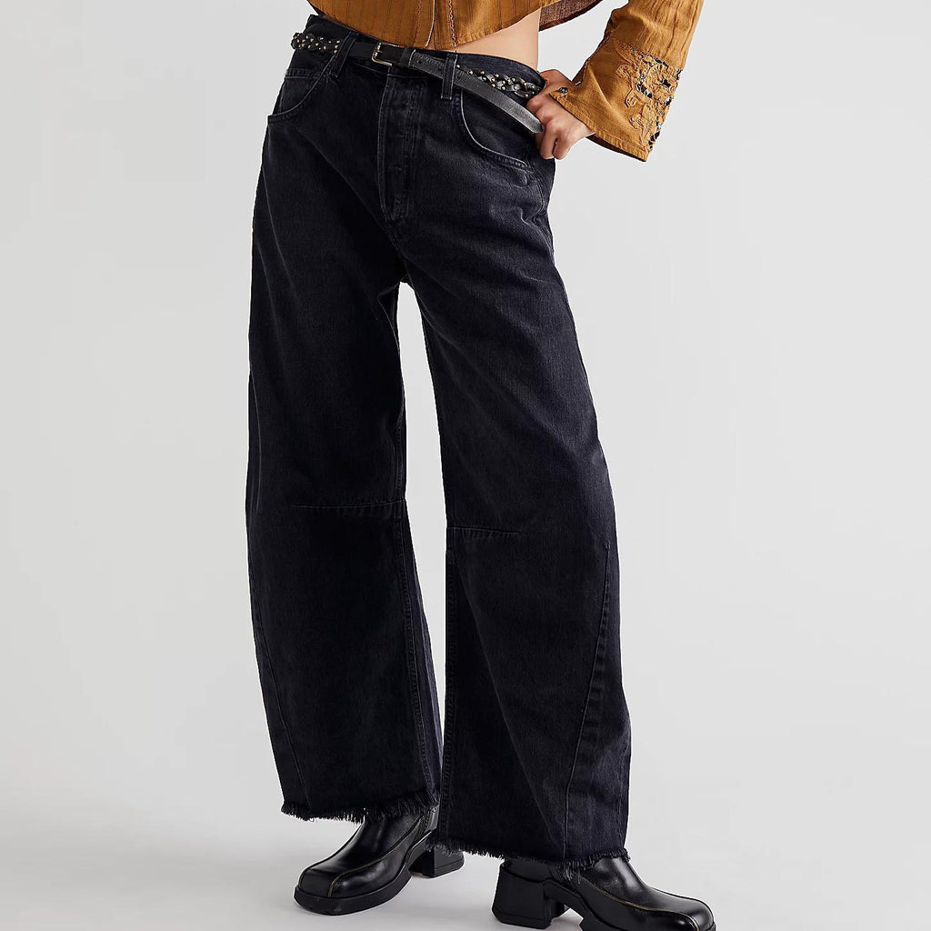 Straight-Leg Sickle Pants Jeans New Multicolor Nine-Point Pants Casual Wide Leg Pants