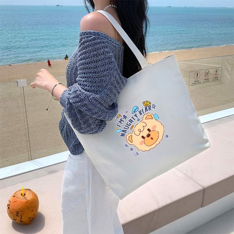 Canvas Tote Bag with Trendy Prints