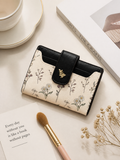 Floral Botanical Bi-Fold Wallet with Secure Buckle Closure