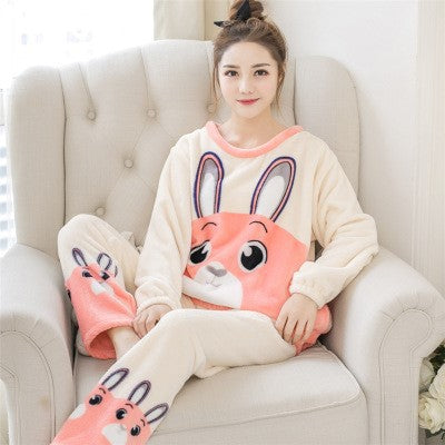 Plush Flannel Pajama Set with Whimsical Graphic Print